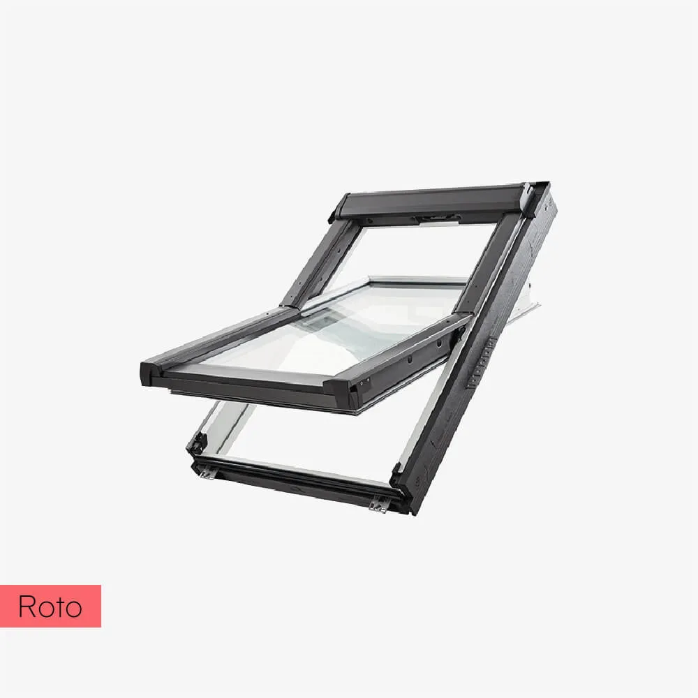 Okno dachowe obrotowe PVC Roto Q-4 Plus 3-szybowe + kołnierz