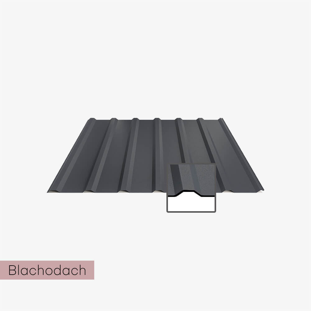 Blacha trapez mat T18 plus 0,5 mm + mata Blachodach - jasny grafit