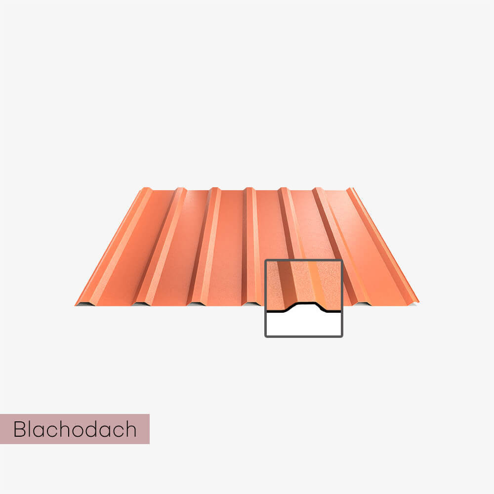 Matowa blacha trapez T18 plus 0,5 mm z matą Blachodach - ceglasty