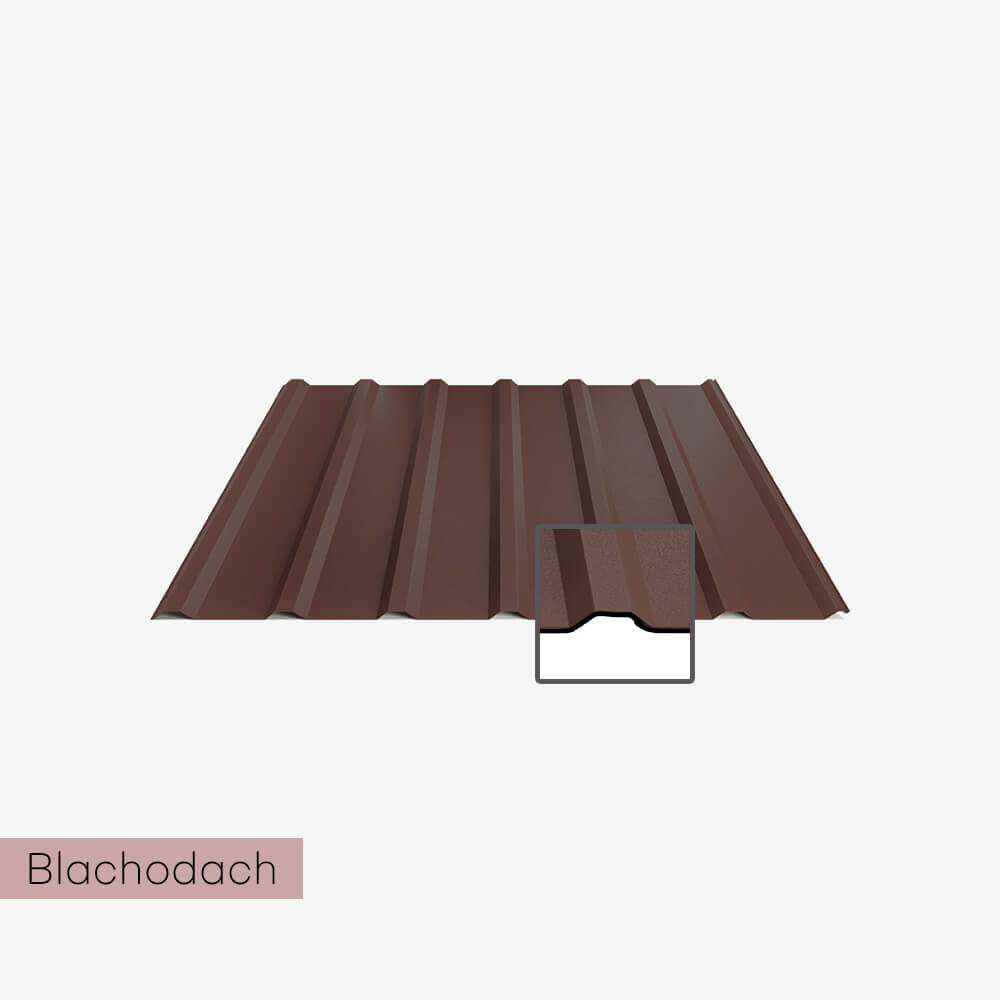 Blacha trapez mat + mata - T18 plus 0,5 mm Blachodach - brąz