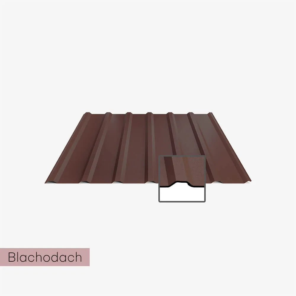 Blacha trapez mat + mata - T18 plus 0,5 mm Blachodach - brąz