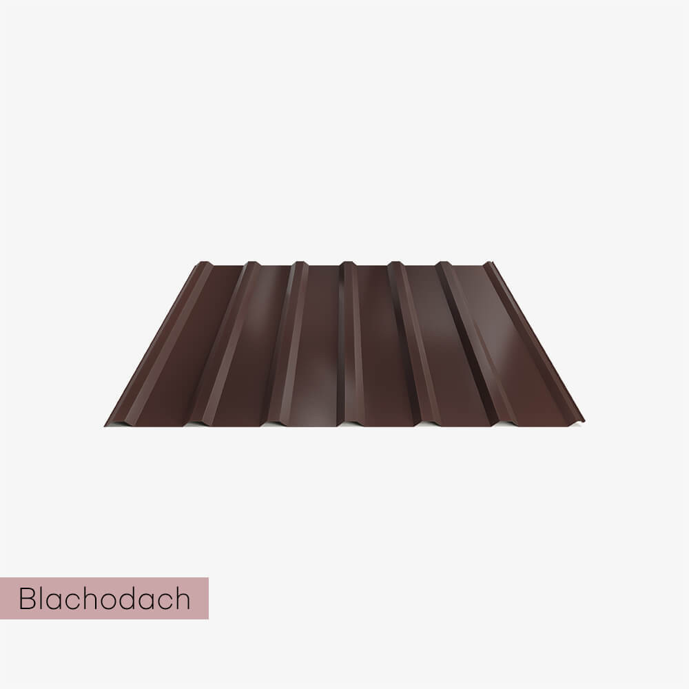 Blacha trapezowa T18 plus. Kolor ciemny brąz (RAL 8019). Super cena!