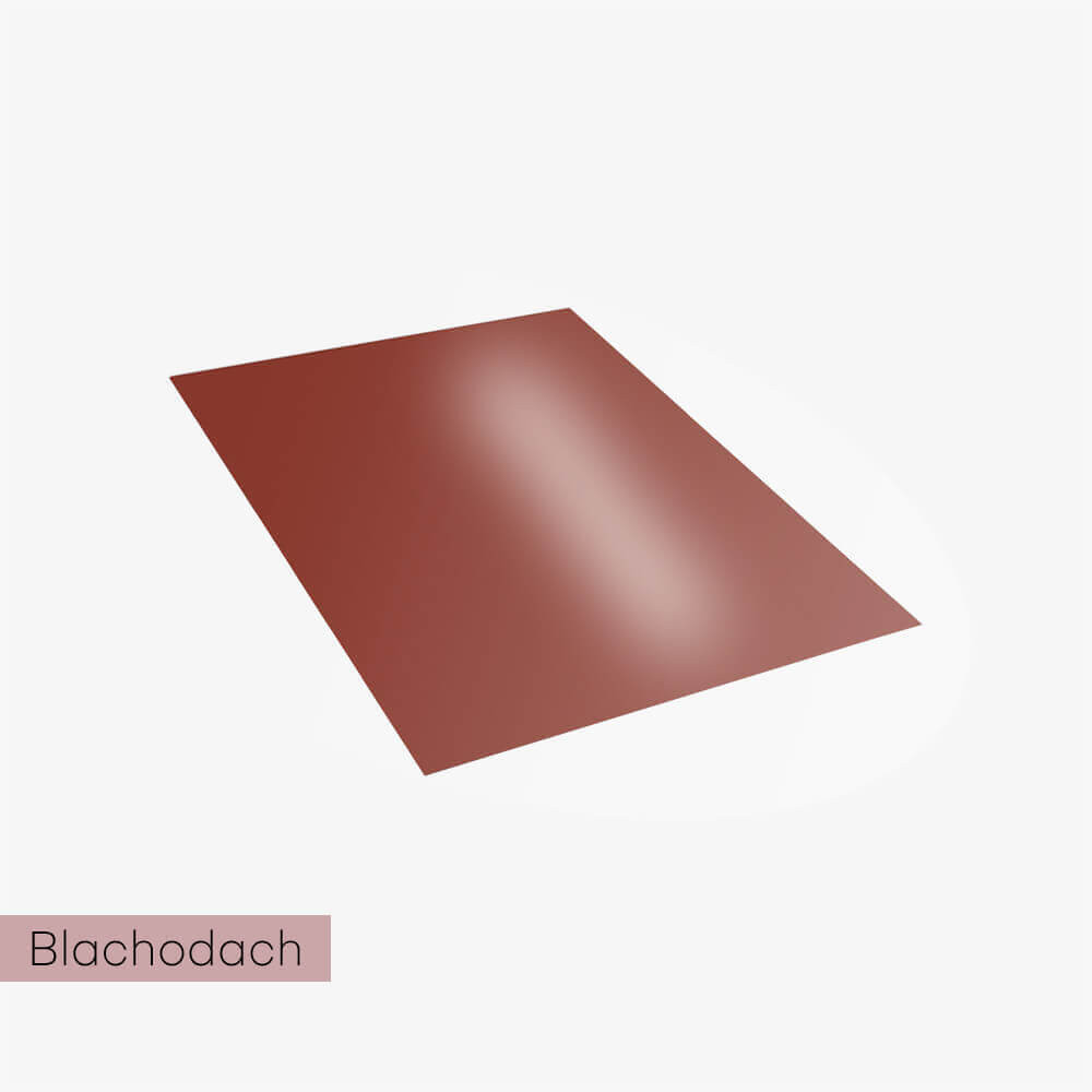 Blacha płaska 2,5 m2 z folią - kolor ceglasty (8004). Połysk. 0,5 mm