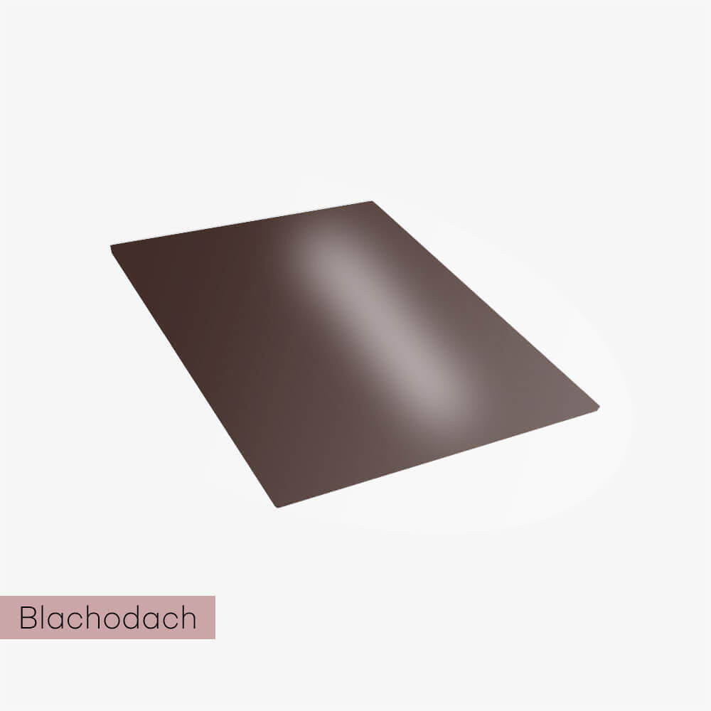 Blacha płaska 2,5 m2 z folią - kolor ciemny brąz (8019). Połysk 0,5 mm