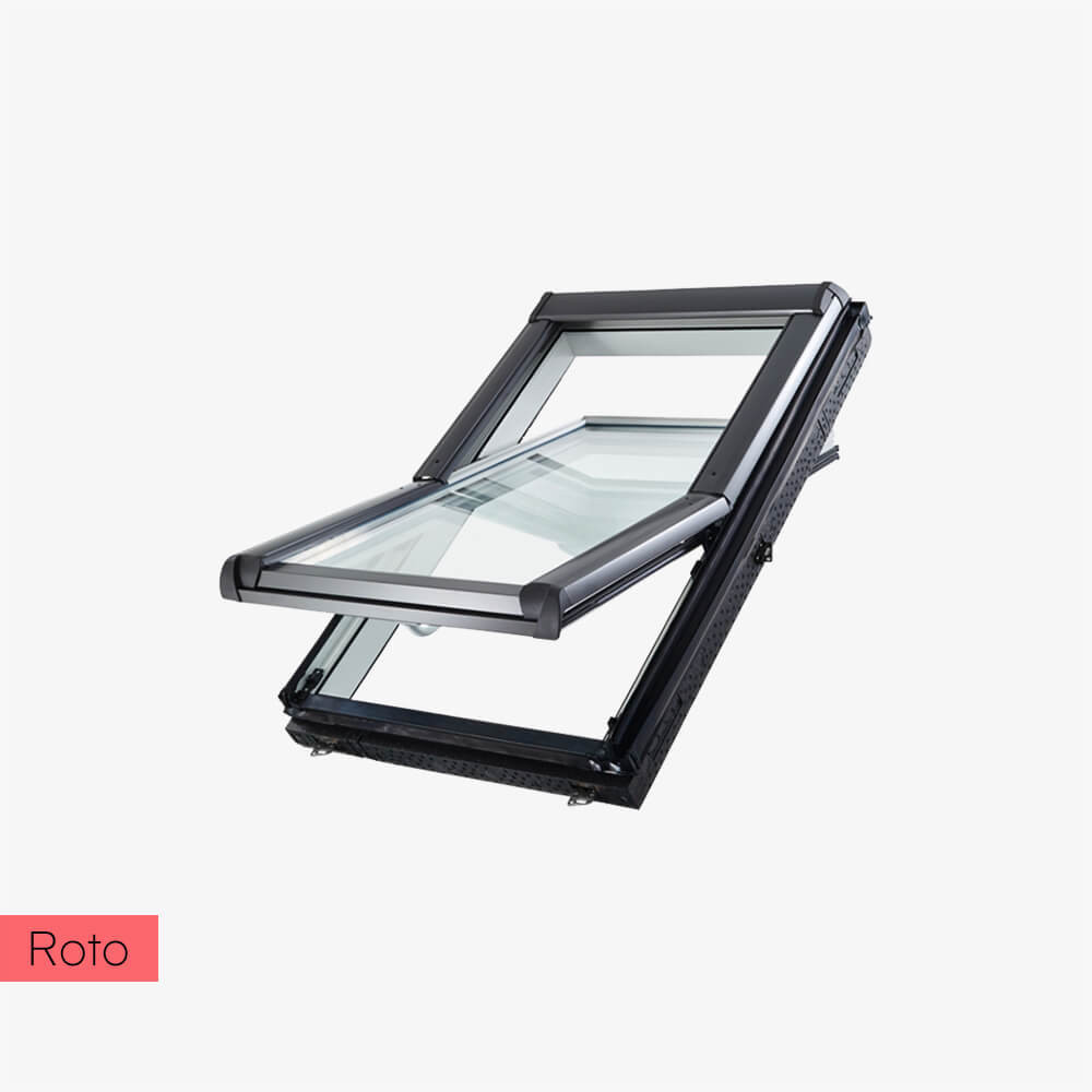 Tanie okno dachowe z kołnierzem Roto Designo R4 PVC