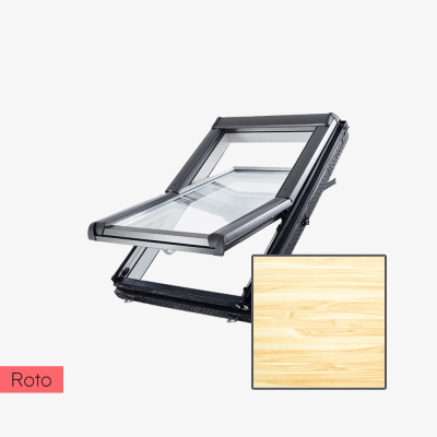 Tanie okno dachowe z kołnierzem Roto Designo R4 PVC 114x118