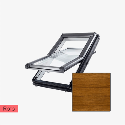 Tanie okno dachowe z kołnierzem Roto Designo R4 PVC 114x118