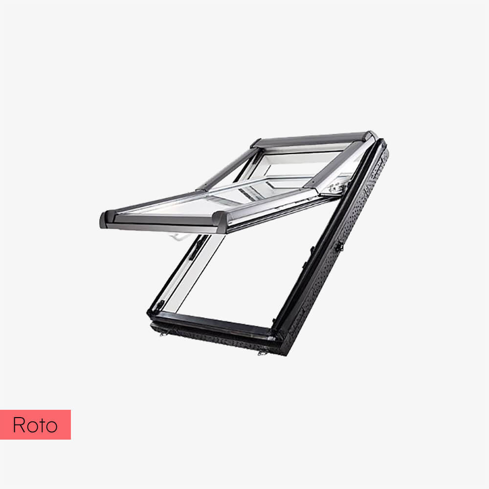 Wysokoobrotowe 3-szybowe okno dachowe PVC z kołnierzem Roto Designo R7